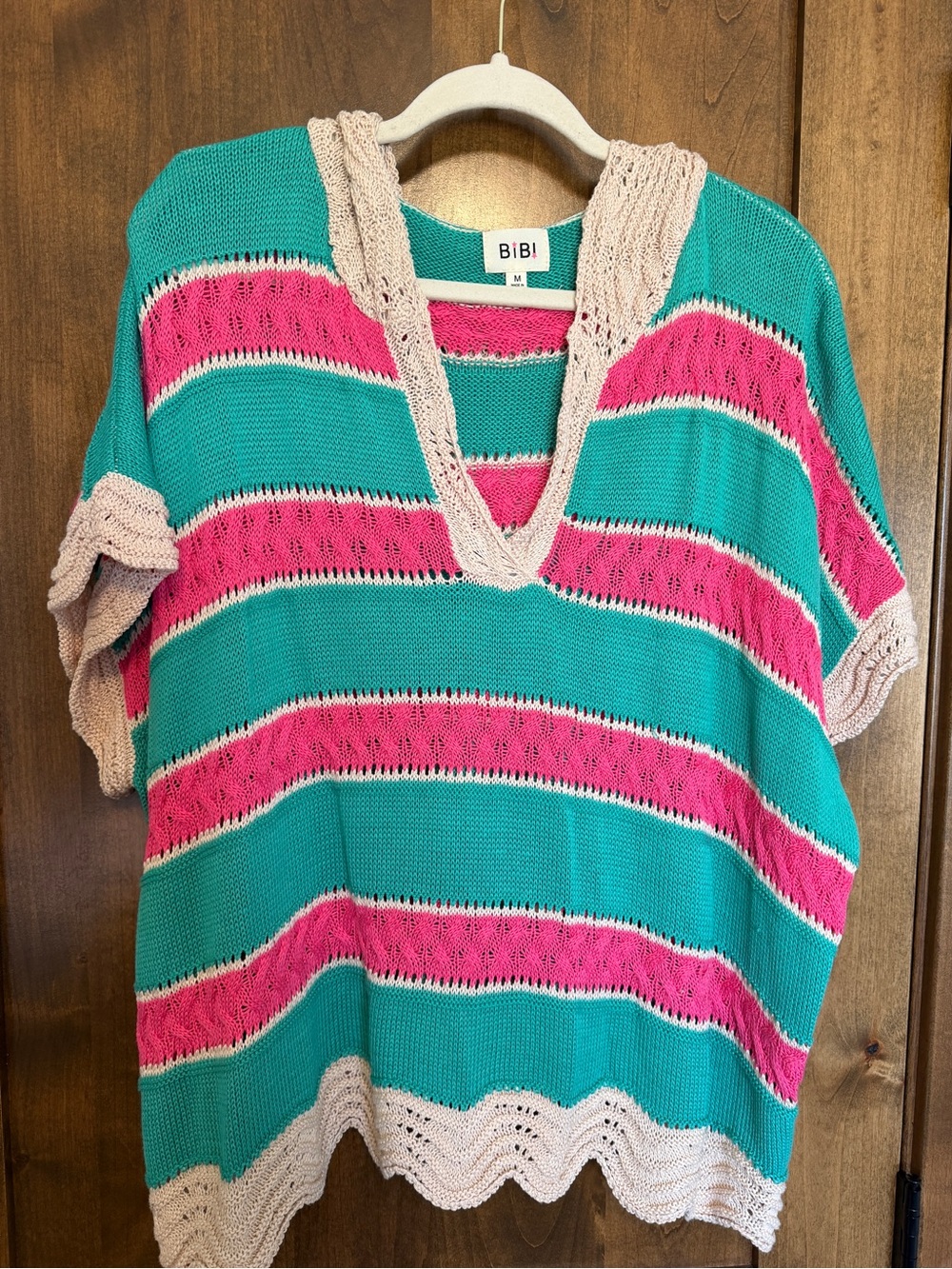 Bibi striped hooded sweater top - NEW - size M